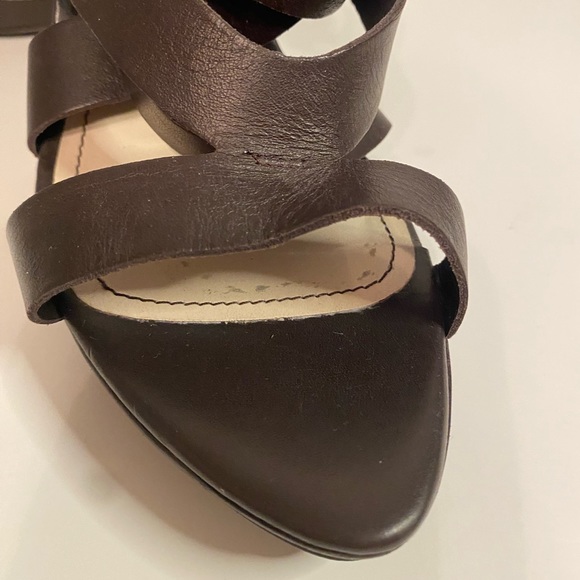 ZARA WOMAN COLLECTION Dark Brown Strappy Platform Heels SZ 40 9 - Picture 6 of 10
